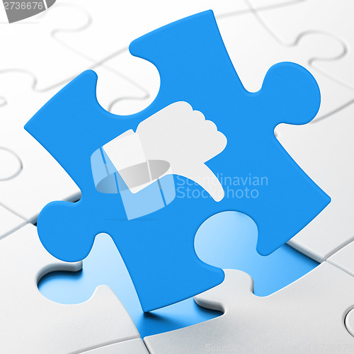 Image of Social network concept: Unlike on puzzle background