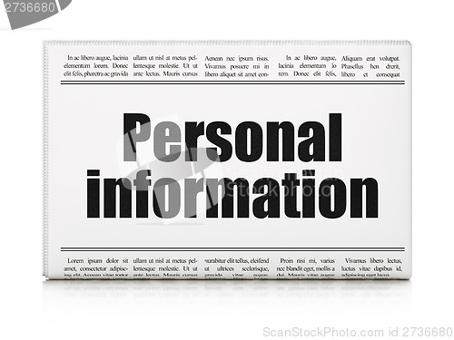 Image of Security news concept: newspaper headline Personal Information