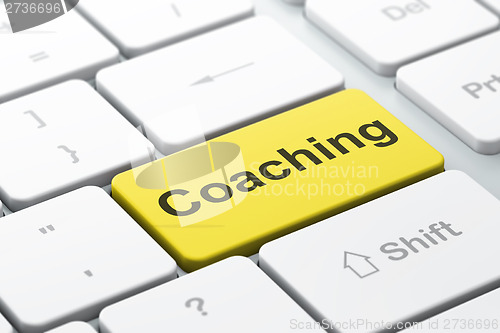 Image of Education concept: Coaching on computer keyboard background