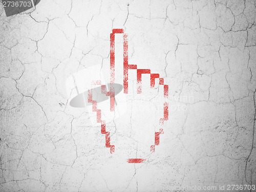 Image of Advertising concept: Mouse Cursor on wall background