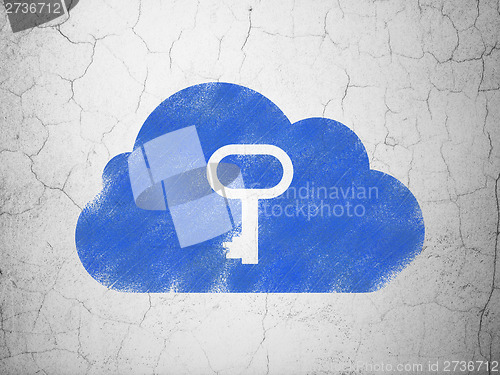 Image of networking concept: Cloud With Key on wall background