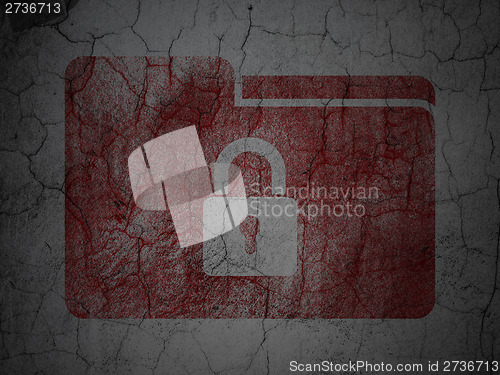 Image of Business concept: Folder With Lock on grunge wall background