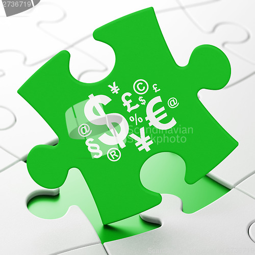 Image of Marketing concept: Finance Symbol on puzzle background