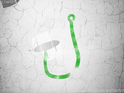 Image of Protection concept: Fishing Hook on wall background