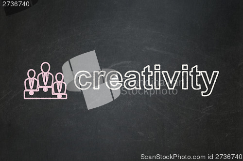 Image of Advertising concept: Business Team and Creativity on chalkboard