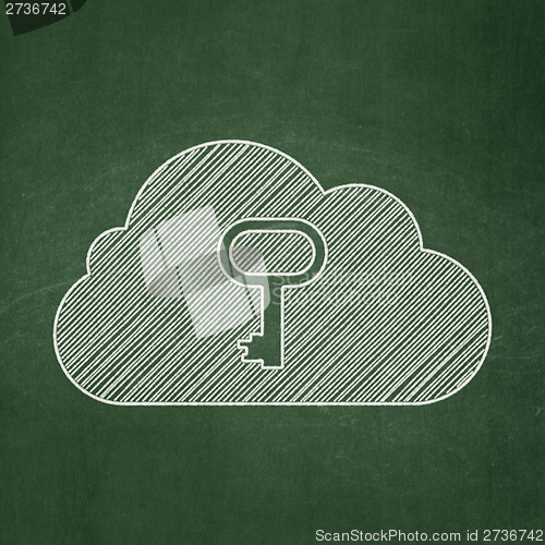 Image of networking concept: Cloud With Key on chalkboard