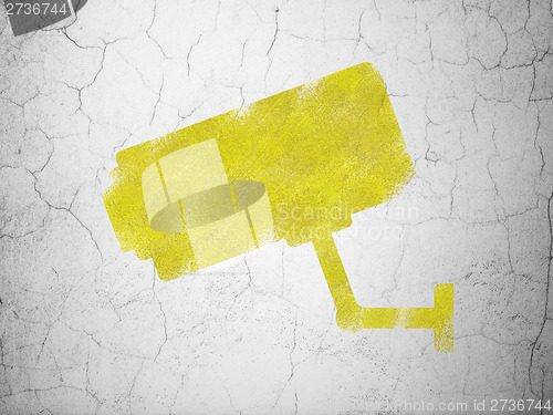 Image of Privacy concept: Cctv Camera on wall background