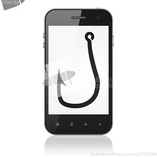Image of Privacy concept: Fishing Hook on smartphone