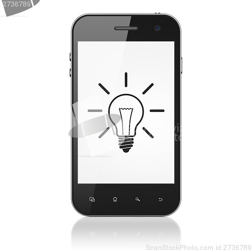 Image of Business concept: Light Bulb on smartphone