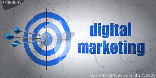 Image of target and Digital Marketing on wall