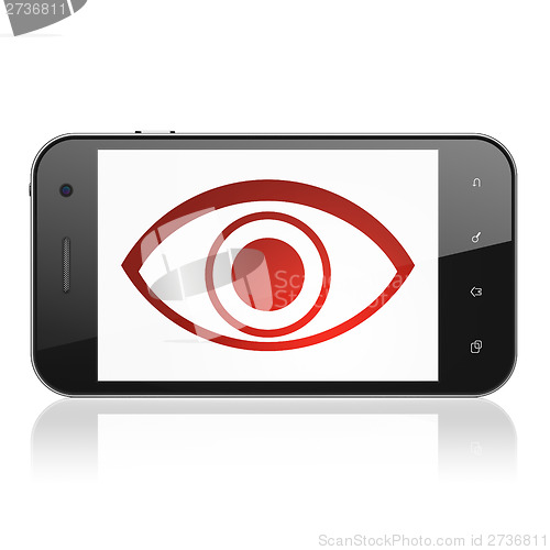 Image of Protection concept: Eye on smartphone