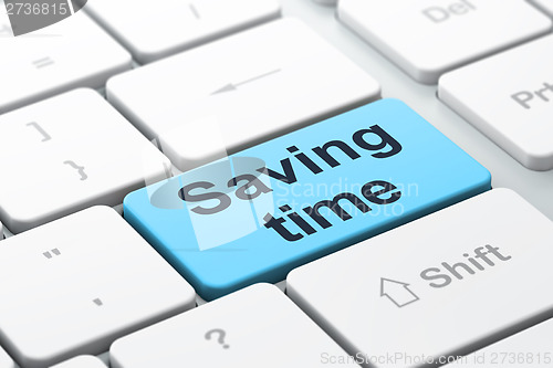 Image of Saving Time on computer keyboard background