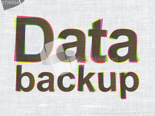Image of Data Backup on fabric texture background
