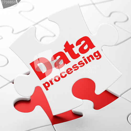 Image of Information concept: Data Processing on puzzle background