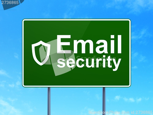 Image of Privacy concept: Email Security and Contoured Shield on sign