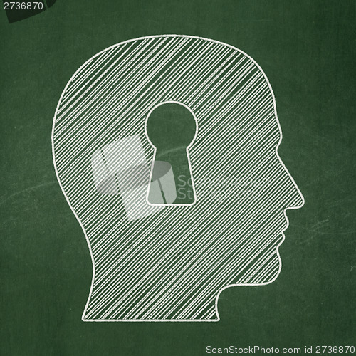 Image of Business concept: Head With Keyhole on chalkboard background