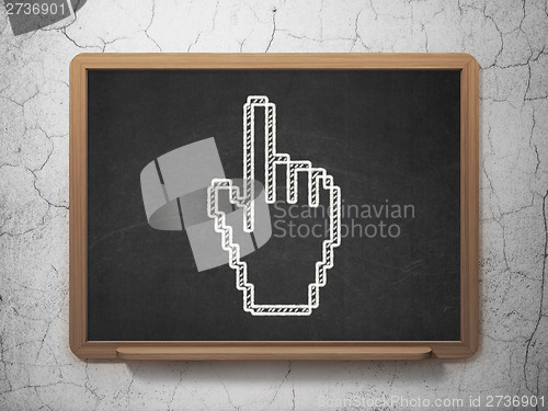 Image of Social network concept: Mouse Cursor on chalkboard background