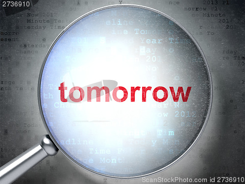 Image of Time concept: Tomorrow with optical glass