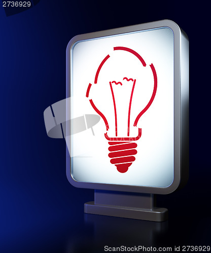 Image of Finance concept: Light Bulb on billboard background