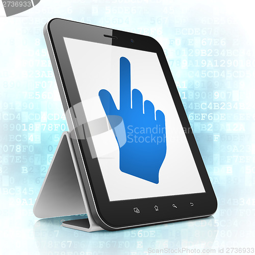 Image of Marketing concept: Mouse Cursor on tablet pc computer