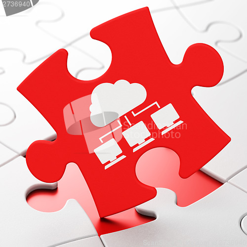 Image of Cloud Network on puzzle background