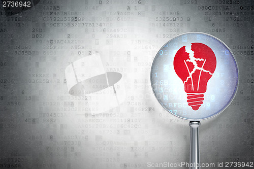 Image of Business concept:  Light Bulb with optical glass on digital