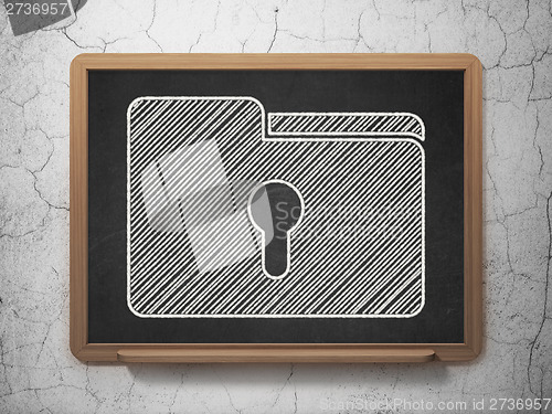 Image of Finance concept: Folder With Keyhole on chalkboard background