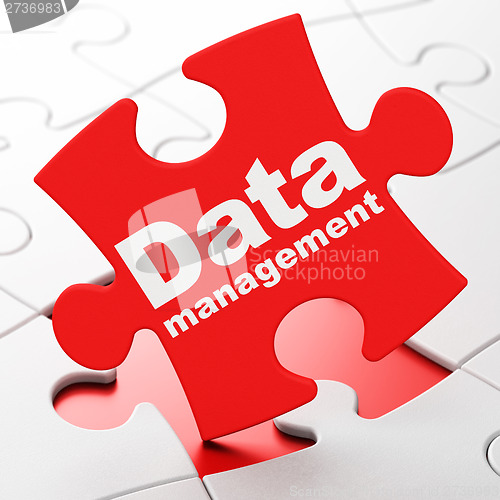 Image of Data Management on puzzle background