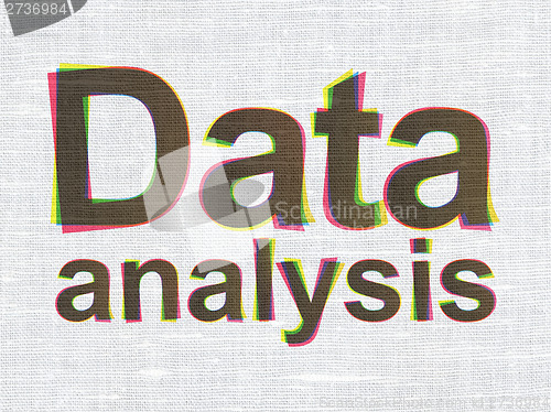 Image of Information concept: Data Analysis on fabric texture background