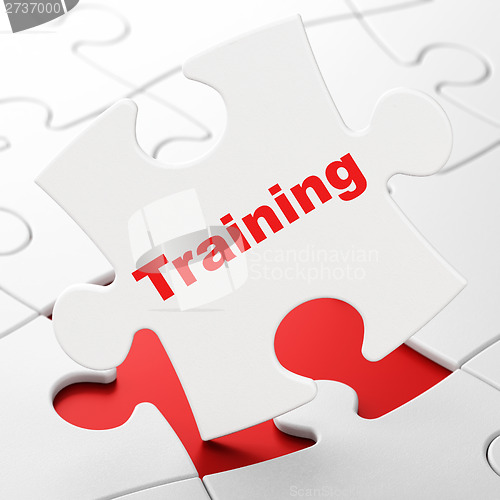 Image of Education concept: Training on puzzle background