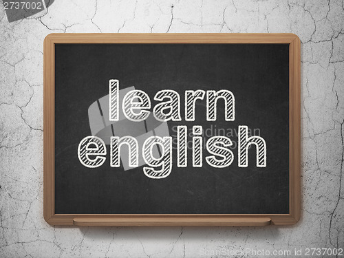 Image of Education concept: Learn English on chalkboard background