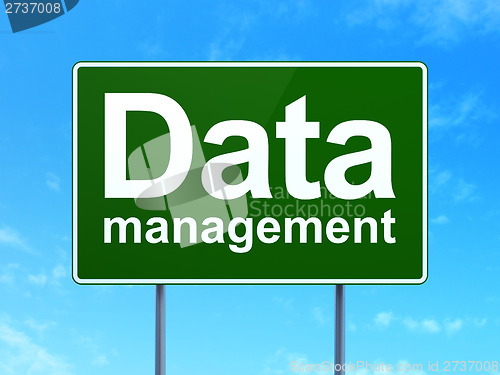 Image of Data concept: Management on road sign background