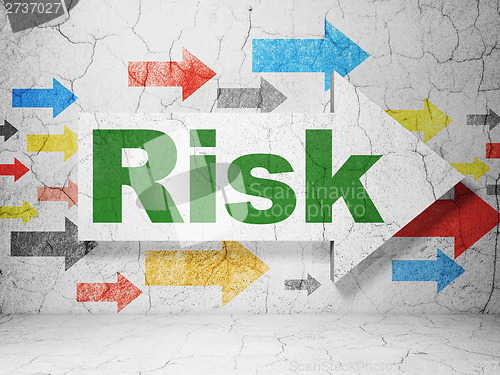 Image of Finance concept: arrow whis Risk on grunge wall background
