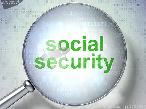 Image of Privacy concept: Social Security with optical glass