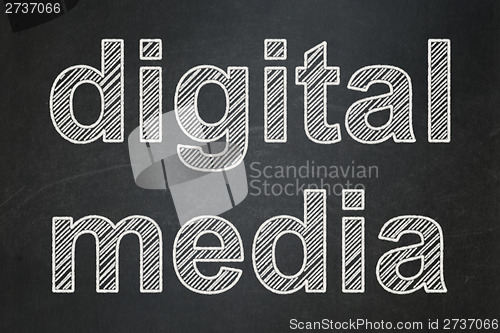 Image of Marketing concept: Digital Media on chalkboard background