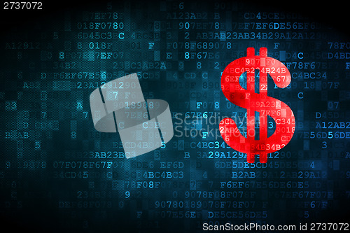 Image of Currency concept: Dollar on digital background