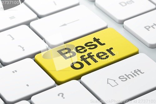 Image of Business concept: Best Offer on computer keyboard background