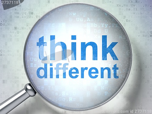 Image of Education concept: Think Different with optical glass