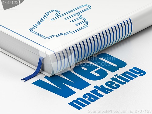 Image of Web development concept: book Mouse Cursor, Web Marketing on white background