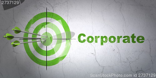 Image of Business concept: target and Corporate on wall background