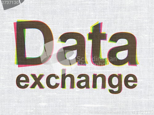 Image of Information concept: Data Exchange on fabric texture background