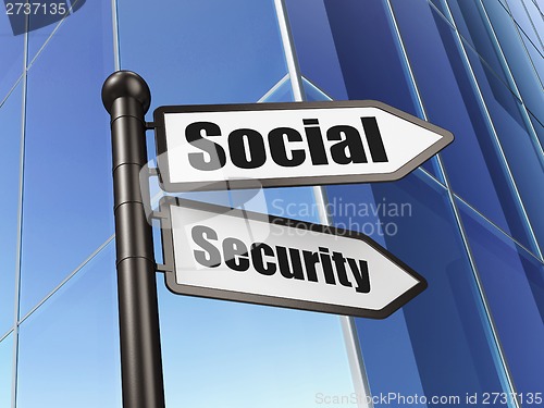 Image of Privacy concept: sign Social Security on Building background