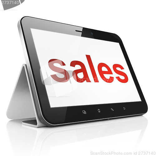 Image of Marketing concept: Sales on tablet pc computer