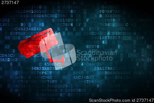 Image of Protection concept: Cctv Camera on digital background