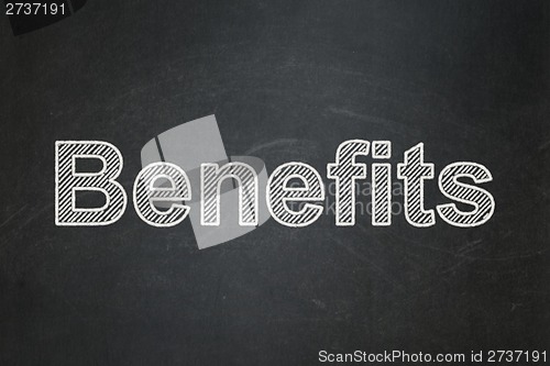 Image of Finance concept: Benefits on chalkboard background