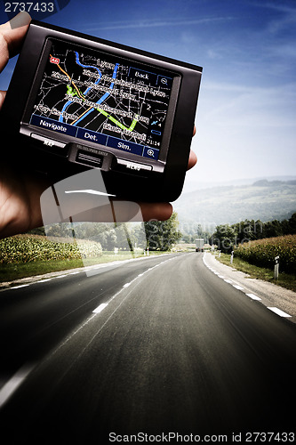 Image of GPS in a man hand