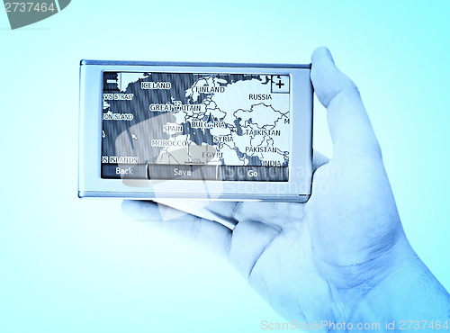Image of GPS in a man hand.