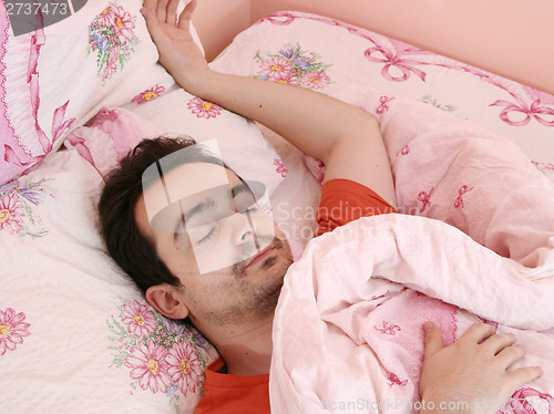 Image of Portrait of a young man sleeping.