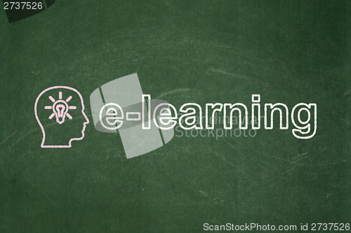 Image of Education concept: Head With Light Bulb and E-learning