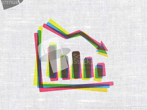 Image of Business concept: Decline Graph on fabric texture background